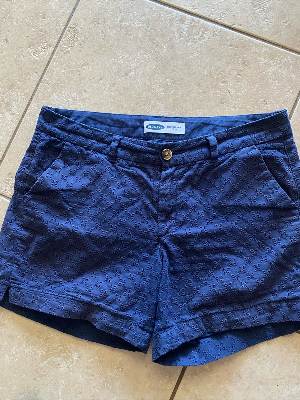 Old Navy Navy Eyelet High Waist Women's Shorts